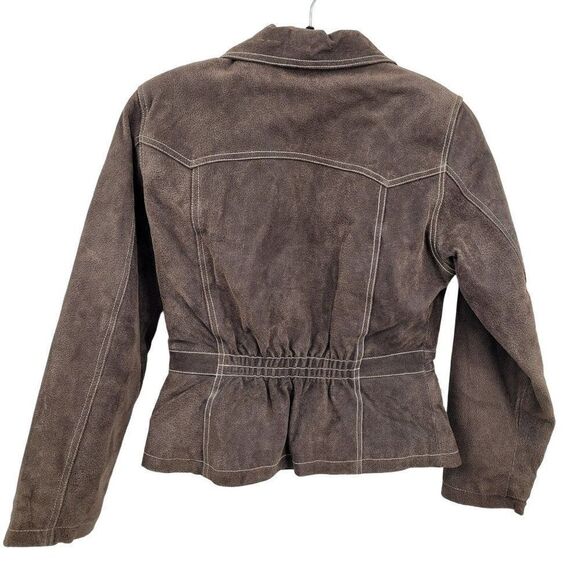 Vintage 80s Forenza Jacket Leather Western Cowgirl Cinched Waist Zip Up Brown S - Picture 5 of 13